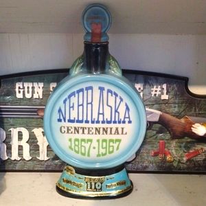 Vintage - 1967 Nebraska Centennial 1867-1967 Jim Beam Whiskey Decanter Excellent